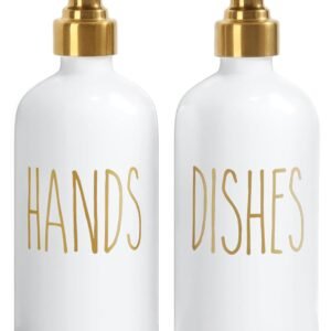 MOMEEMO Kitchen Soap Dispenser Set, Contains Dish and Hand Soap Dispenser, Suitable for Kitchen Counter Decor. (White)