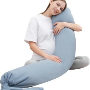 MOON PARK Pregnancy Pillow - Incredibly Smooth and Soft Cooling Cover I Shaped Full Body Maternity Pillow with Removable Cover - Support for Side, Back, Legs, Belly, HIPS - Grey