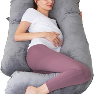 MOON PINE Pregnancy Pillow, U Shaped Full Body Pillow for Maternity Support, Sleeping Pillow with Cover for Pregnant Women (Dark Grey)