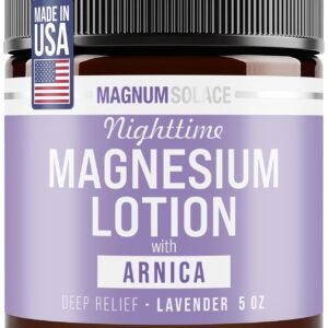Magnum Solace Nighttime Magnesium Lotion with Arnica – Soothing Relief & Relaxation, Highly Concentrated Magnesium for Muscles & Joints – Apply to Legs or Feet Before Bed – Skin-Friendly