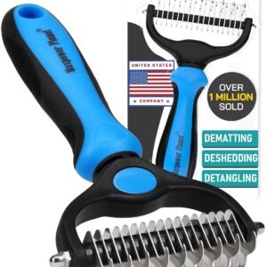 Maxpower Planet Original Pet Grooming Rake - Double-Sided Deshedding Dematting Tool, Undercoat Rake for Dogs & Cats, Extra-Wide Dog Grooming Brush & Deshedder Comb for Long Hair, Reduces Shedding 95%
