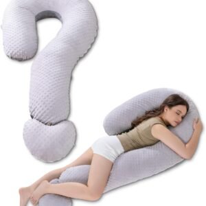 Meiz Question Mark Body Pillow for Adults & Couples, Dual-Sided Velvet Long Bolster Pillow with Detachable Heart Cushion for Hugging, Full Body Support Pillow for Side Sleepers & Back Support