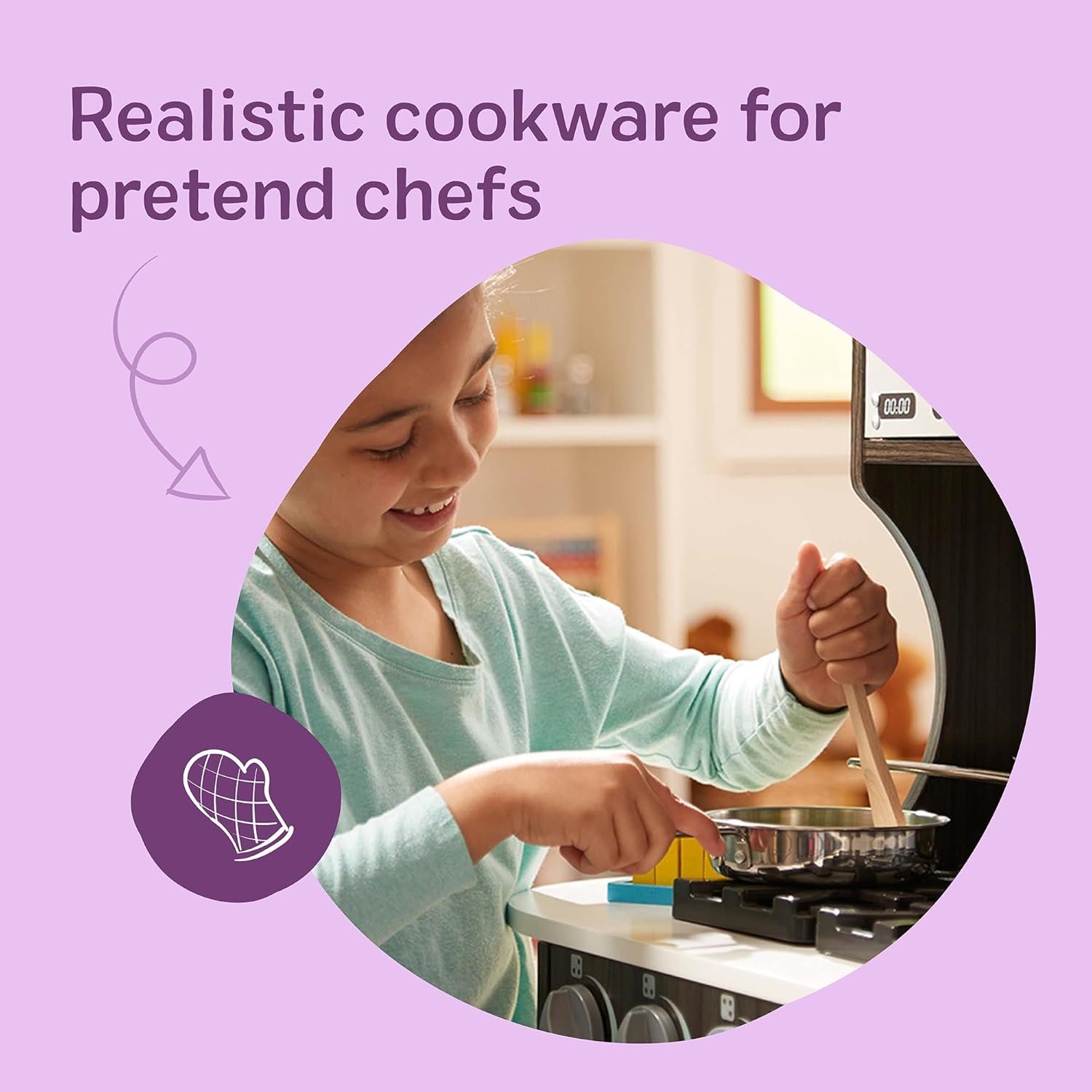 Melissa & Doug Stainless Steel Pots & Pans, 8 Piece Play Kitchen Set, Premium Play Kitchen Accessories & Cooking Utensils, Preschool Toys for Kids 3+ - Image 2