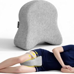 Memory Foam Leg Pillow for Side Sleepers - Relax from Sciatica, Back, HIPS, Knees, and Joints - Removable and Washable Cover - Perfect for Pregnancy and Nursing (Grey-Extra Soft)