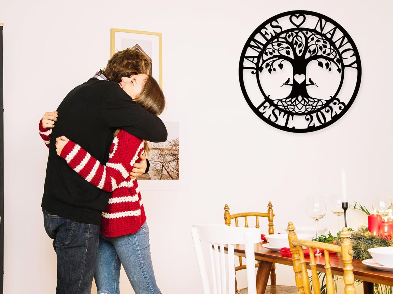 Metal Name Signs Personalized,Personalized Wedding Gifts,Metal Love Birds Signs, Custom Family Name Sign,Last Name Sign for Home,Engagement Anniversary Best Friends Christmas Gifts - Image 2