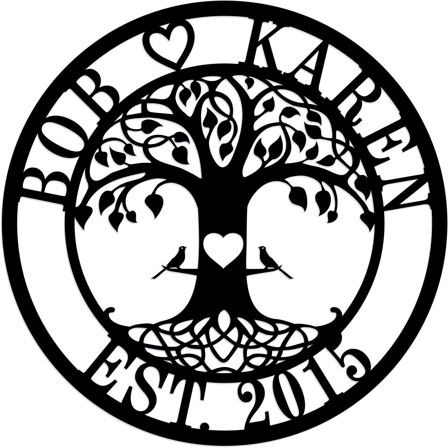 Metal Name Signs Personalized,Personalized Wedding Gifts,Metal Love Birds Signs, Custom Family Name Sign,Last Name Sign for Home,Engagement Anniversary Best Friends Christmas Gifts