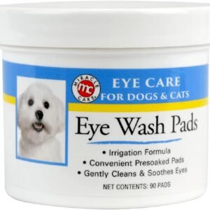 Miracle Care Eye Wash Pads, 90 Single Use Pre-Soaked Pads to Gently Clean and Soothe Dog and Cat Eyes; Non Stinging Formula to Remove Eye Debris