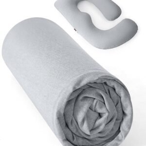 Momcozy Cooling Cover for Pregnancy Pillows, U-Shaped Full Body Maternity Pillow for Side Sleepers 57 Inch - Support for Back, Hip, Belly, Legs for Pregnant Women, Pillowcase Only