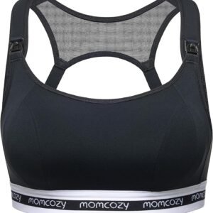 Momcozy Nursing Bras for Breastfeeding, FB011 Low-Impact Nursing Sports Bra Support Maternity Pregnancy Padded Wireless Bra