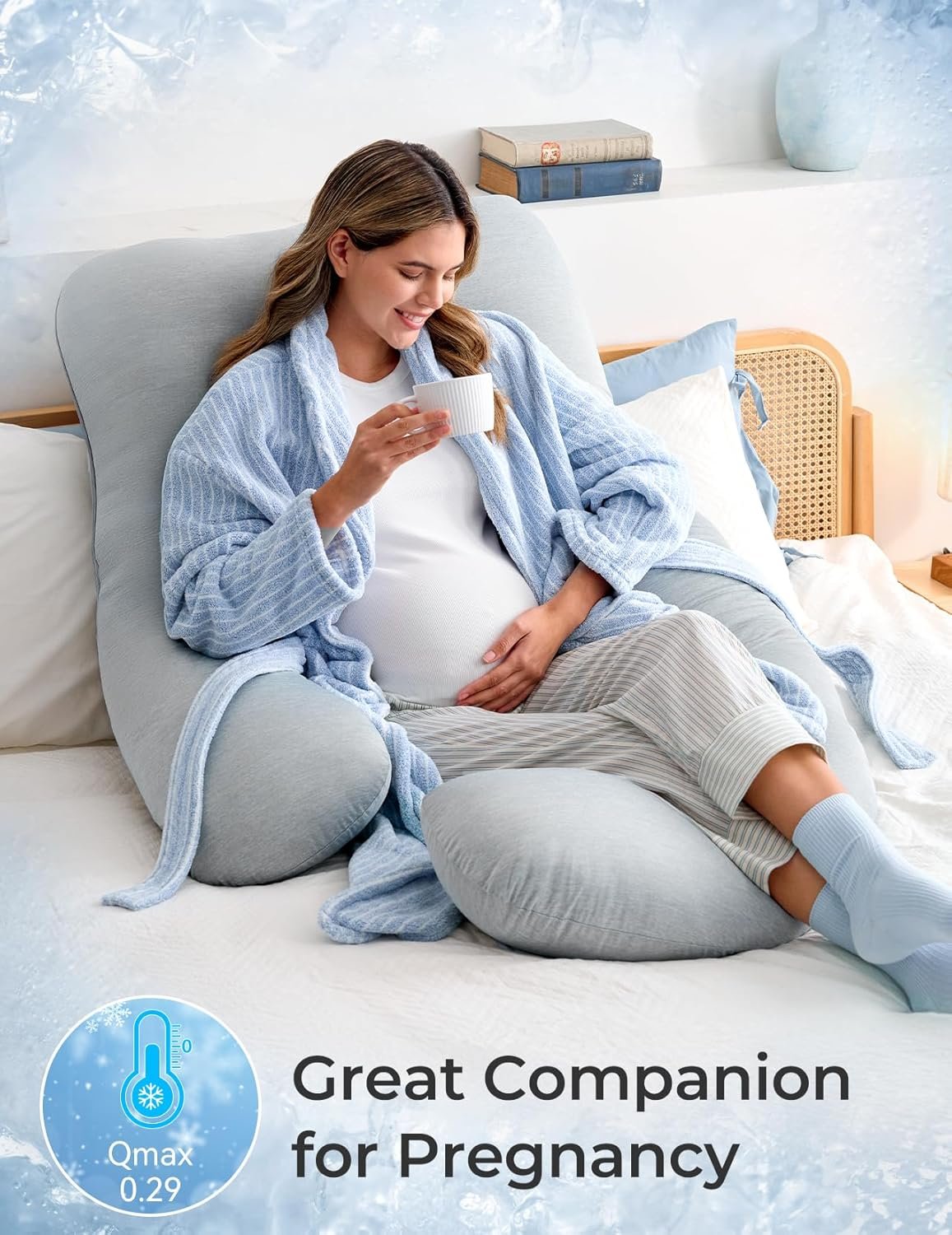Momcozy Pregnancy Pillows with Cooling Cover, U-Shaped Full Body Maternity Pillow for Side Sleepers 57 Inch - Support for Back, Hip, Belly, Legs for Pregnant Women - Image 2