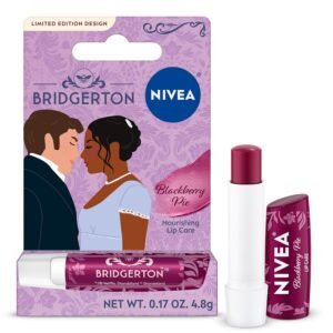 NIVEA Blackberry Pie Lip Balm, Nourishing Lip Care, Bridgerton Limited Edition Tinted Lip Balm with Blackberry Flavor and Shea Butter, 3-in-1 Moisture, Repair and Color, 0.17 Oz Stick