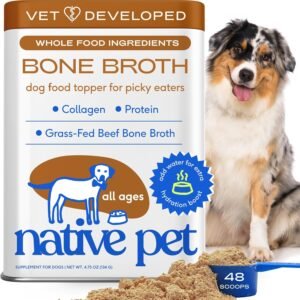 Native Pet Bone Broth for Dogs - Made with Real Beef Bone Broth, Dog Food Toppers for Picky Eaters - Provides Extra Hydration & Nutrition for Joint Strength, Immunity & Heart Health-48 Scoops