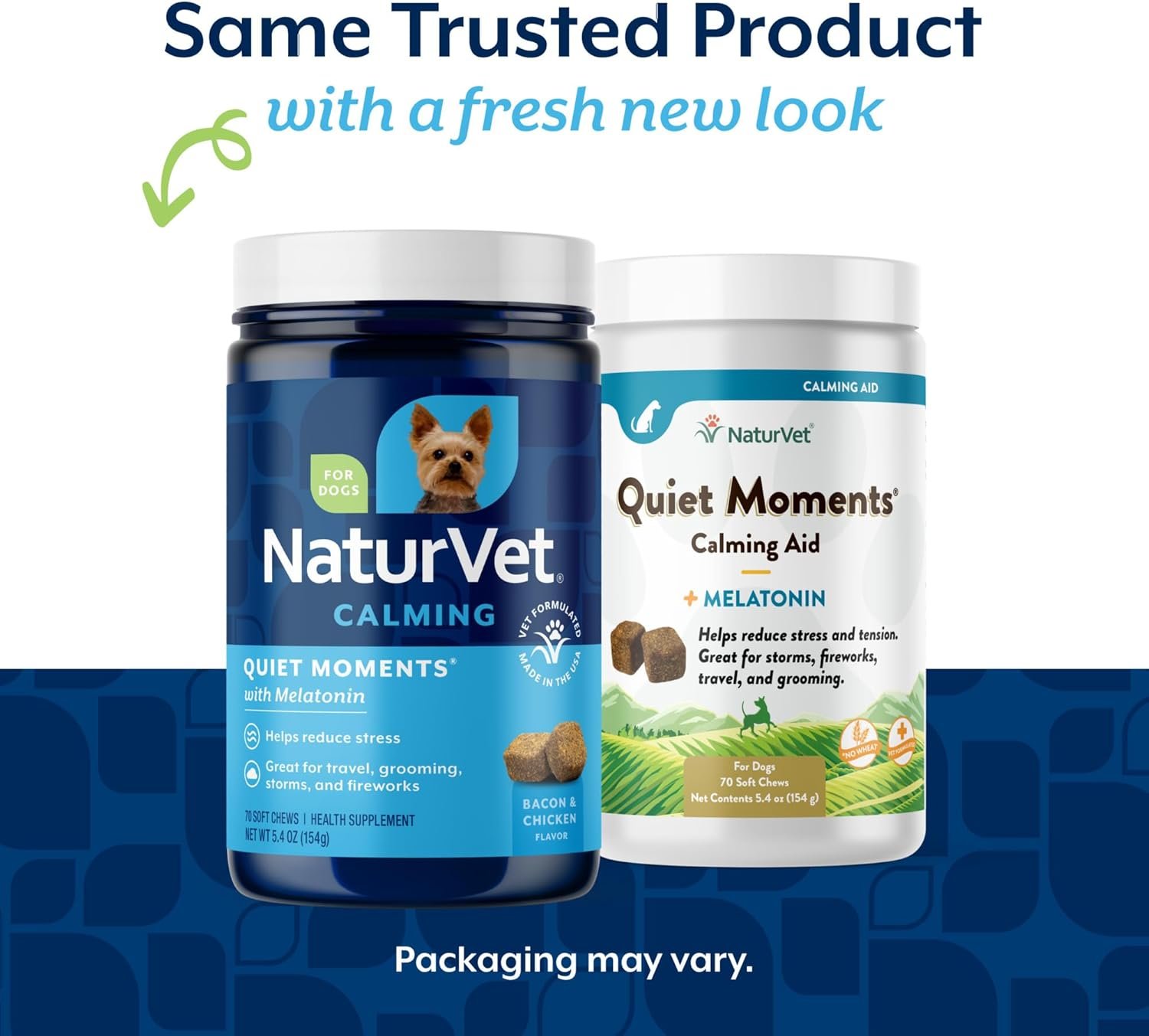 NaturVet Quiet Moments Calming Dog Supplement, Dog Soft Chews with Melatonin to Help Reduce Stress from Storms, The Vet, Fireworks, and Travel, Bacon and Chicken Flavored Pet Supplement, 70 Count Jar - Image 2