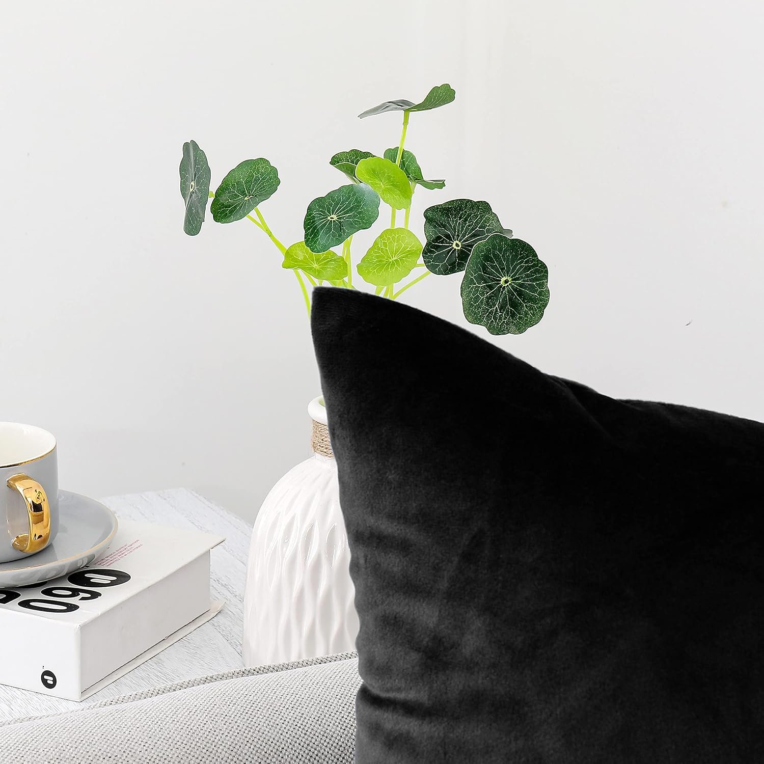 NiNi ALL Decorative Throw Pillow Covers Pack of 2, Velvet Throw Pillow Cases for Couch Pillows Cover Bedroom Living Room Outdoor, Pillow Covers 18x18 Inch Black - Image 2