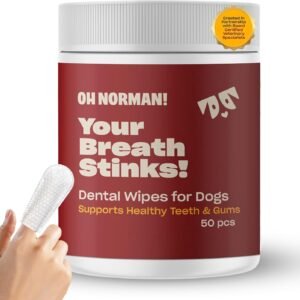 OH NORMAN! Dog Dental Wipes - Vet-Approved Pet Dental Finger Wipes for Oral Hygiene & Fresh Breath - Alternative to Finger Toothbrush for Dogs - No Fuss Dog Cleaning Supplies for Daily Use - 50 pcs