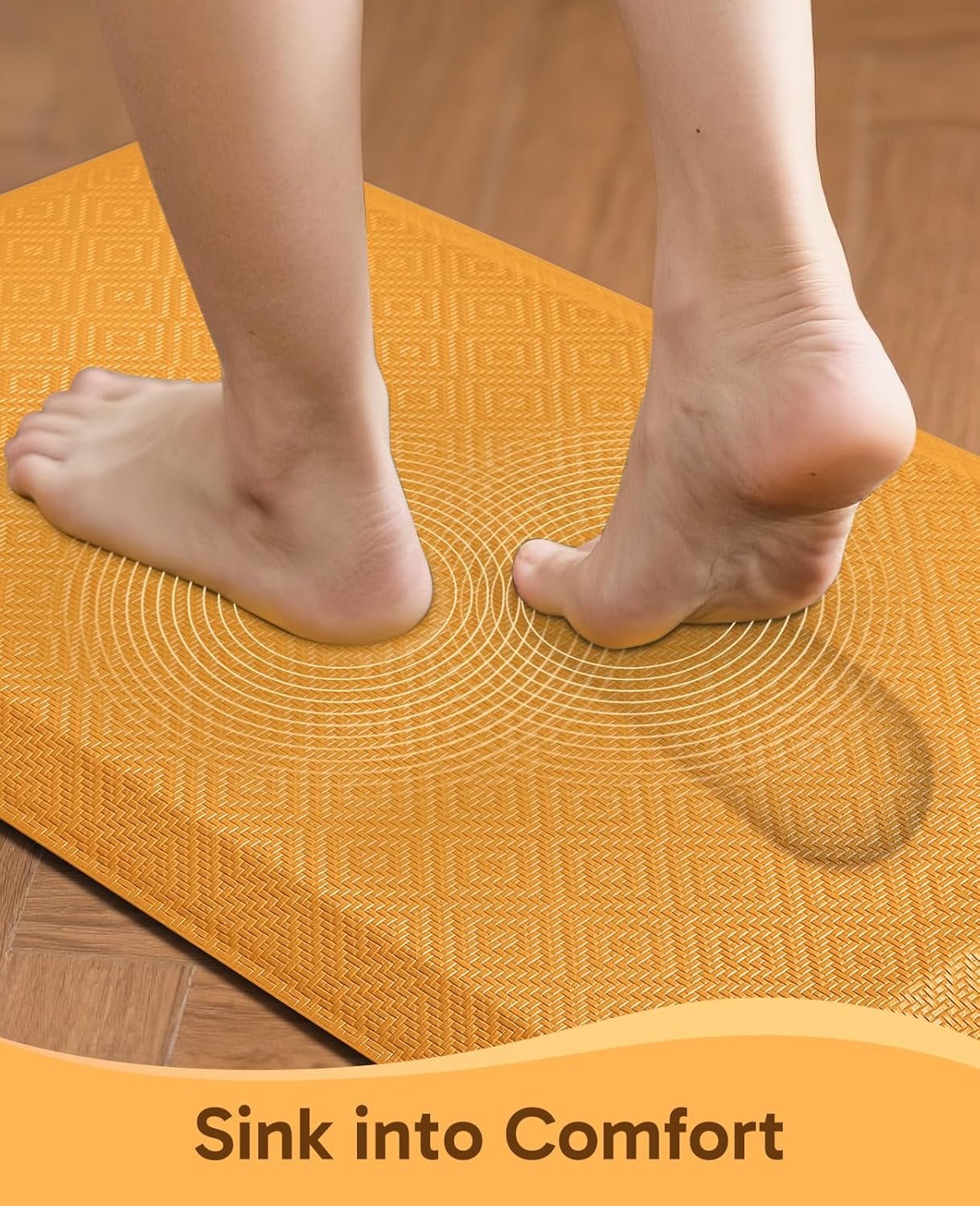 Ophanie Kitchen Mats for Floor, 3/4 Inch Thick Kitchen Rugs, 20''x32'' Anti Fatigue Standing Cushioned Mat, Waterproof,Comfort Ergonomic Mat for Office, Home, Sink,Orange Non-Slip Bottom - Image 2