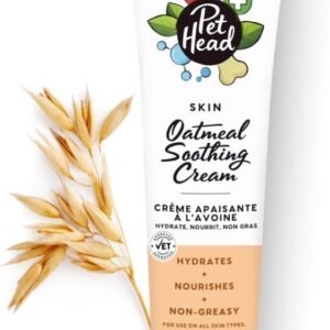 Pet Head Health Oatmeal Soothing Cream for Dogs | Fragrance Free | Nourishes and Hydrates | Suitable for use on Sensitive Skin, Noses, Paws, Wrinkles, Folds and Tail Pockets | 3 fl. oz.