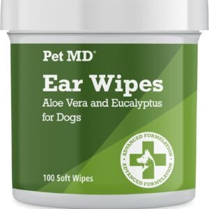 Pet MD - Dog Ear Cleaner Wipes - Otic Cleanser for Dogs to Stop Ear Itching, and Infections with Aloe and Eucalyptus - 100 Count