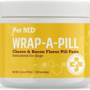 Pet MD Wrap A Pill Cheese & Bacon Flavor Pill Paste for Dogs - Make a Pocket or Pouch to Hide Pills & Medication 4.2 oz