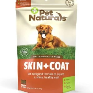 Pet Naturals Skin and Coat for Dogs with Dry, Itchy and Irritated Skin, 30 Chews - Salmon Oil, Vitamin E and Flax Oil - No Corn or Wheat - Vet Recommended