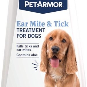 PetArmor Ear Mite Treatment for Dogs, Ear Mite Medicine Kills Ticks and Ear Mites to Relieve Itchiness, Sooths Ears with Aloe, 3oz