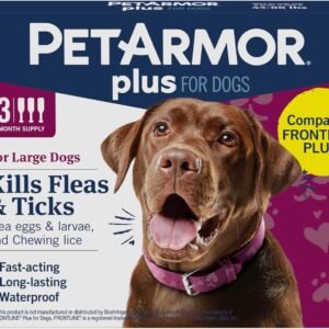 PetArmor Plus Flea and Tick Prevention for Dogs, Large Dog Flea and Tick Treatment, 3 Doses, Waterproof Topical, Fast Acting (45-88 lbs)