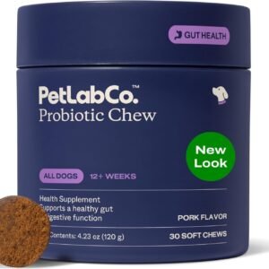 PetLab Co. Probiotics for Dogs, Support Gut Health, Occasional Diarrhea, Digestive Health & Seasonal Allergies - Pork Flavor - 30 Soft Chews - Packaging May Vary