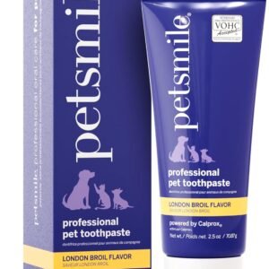 Petsmile Professional Pet Toothpaste for Cats & Dogs - Only VOHC Accepted Toothpaste - Clinically Proven to Control Plaque & Tartar Calprox Formula (London Broil, 2.5 Oz)