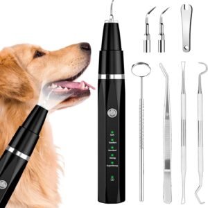 Plaque Remover for Teeth - Pet Ultrasonic Cleaner - Teeth Cleaning Kit for Tartar and Stains - Suitable for Dogs and Cats (Black)