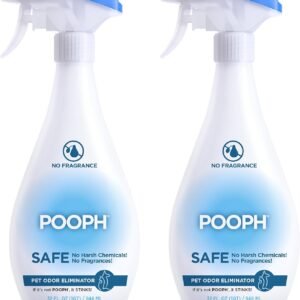 Pooph Pet Odor Eliminator, 32oz Spray, 2-Pack - Eliminates Odors at the Molecular Level, Dogs, Cats, Freshener, Eliminator, Urine, Poop, Pee, Deodorizer, Natures, Puppy, Fresh, Clean, Furniture, Potty