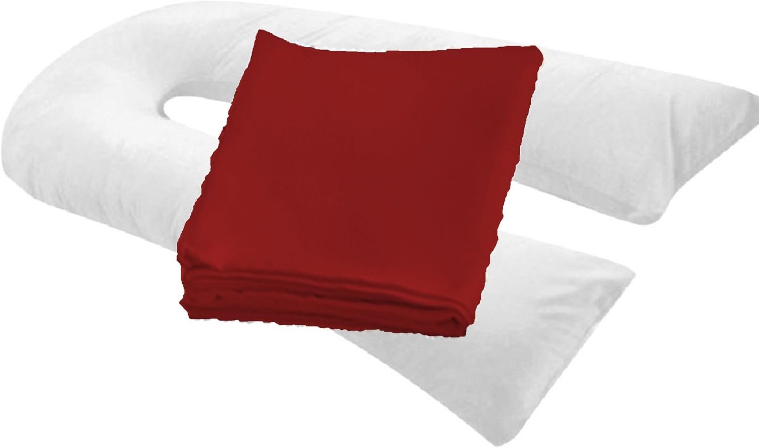 Pregnancy Full Body Pillow Cover U-Shaped – Universal Fit U Replacement Cover for Maternity Pillow (Burgundy)