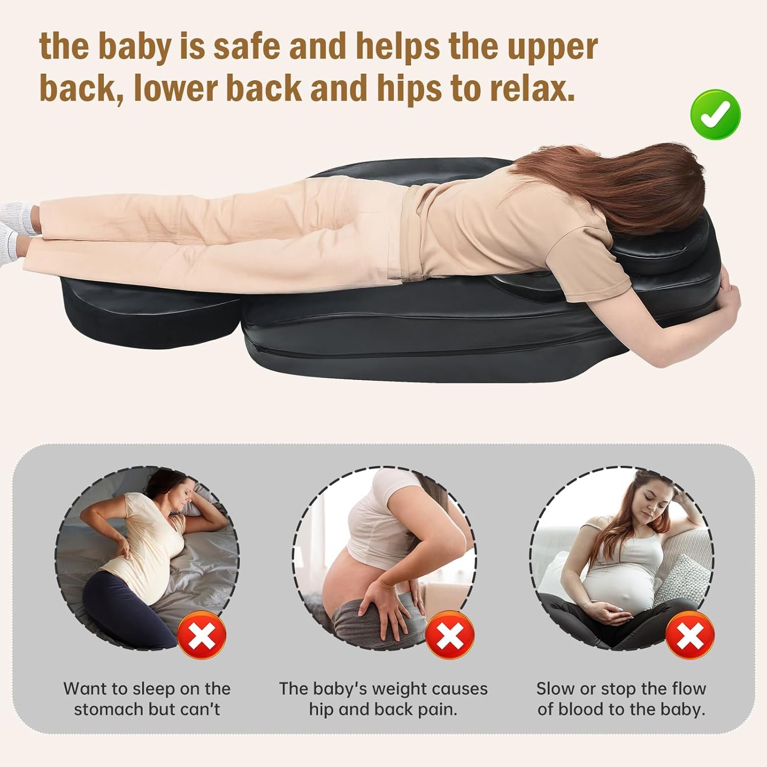 Pregnancy Massage Cushion & Headrest - Release Lower Back Pain, Prenatal Bolster for Full Body Relax, Maternity Massage Cushion After Breast Surgery, Storage Bag, Ideal for Home & Therapy Spa - Image 2