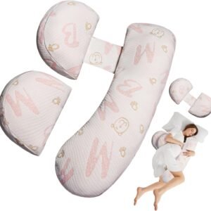 Pregnancy Maternity Pillow for Sleeping, Support for HIPS, Backs, Legs, with Detachable and Adjustable Cover