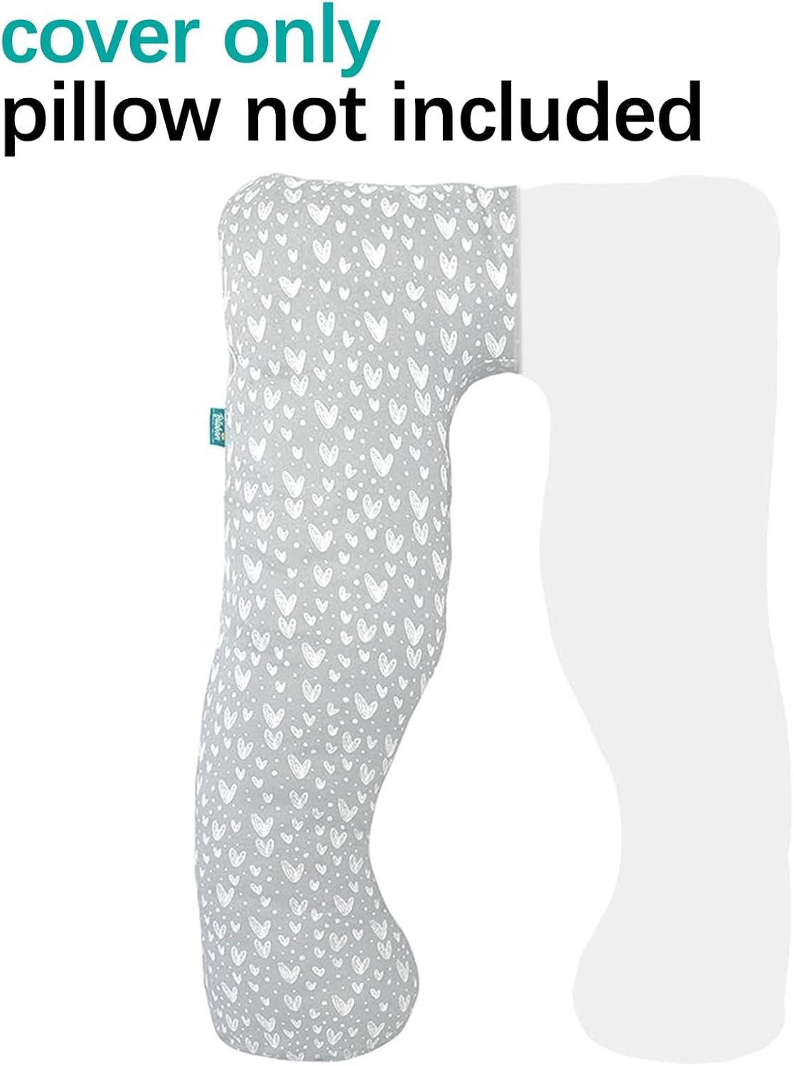 Pregnancy Pillow Cover U-Shaped (ONLY Pillowcase), Super Soft Replacement Cover Fits Most 55/57 Inch Maternity Pillow, Full Body Pregnancy Pillow Case, Universal Fit, Grey Hearts Print - Image 2