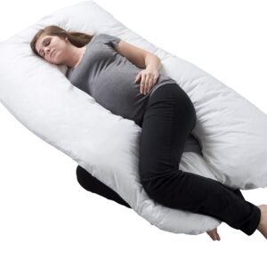 Pregnancy Pillow - U-Shaped Full Body Pillow with Removable Cover - Pregnancy Support for Sleeping - Body Cushions for Adults, Maternity Pad by Lavish Home (White)