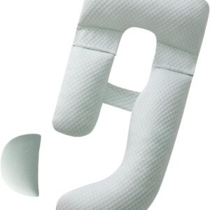 Pregnancy Pillow for Sleeping, Full Body Maternity Pillow with Removable Cover, Detachable U-Shape Pregnancy Body Pillow Support for Head, Back, Neck, Legs, HIPS, Belly for Side Sleeper, Green