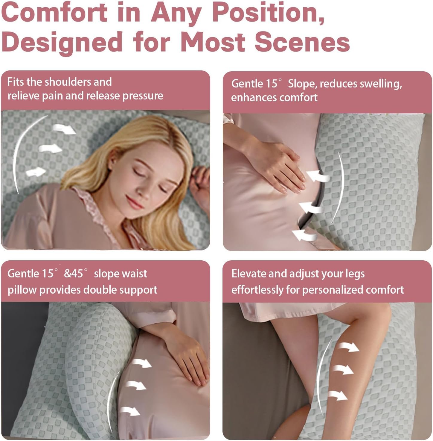 Pregnancy Pillow for Sleeping, Full Body Maternity Pillow with Removable Cover, Detachable U-Shape Pregnancy Body Pillow Support for Head, Back, Neck, Legs, HIPS, Belly for Side Sleeper, Green - Image 2