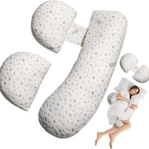 Pregnancy Pillow for Sleeping, Maternity Pillow Support for HIPS, Backs, Legs, Maternity Pillow with Detachable and Adjustable Pillow Cover