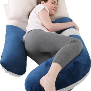 Pregnancy Pillows, Pregnant Women Must Haves Maternity Pillows for Sleeping with Removable Cover, Pregnancy Body Pillow, Body Pillows for Maternity, Blue and Grey