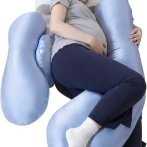 Pregnancy Pillows for Side Sleeping - Adjustable Belly & Back Support Pillow,H Shaped Full Body Maternity Pillow with Cooling Removable Cover, for Pregnant Women and Adults(Blue)