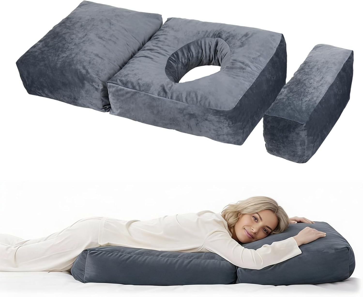 Pregnancy Pillows for Sleeping, 45.3 Inch Pregnancy Massage Pillow Full Body Pillow with Removable Cover & Leg Pillow, Support for Back, Legs, Belly, HIPS for Pregnant Women