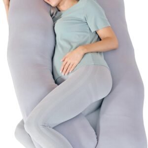 Pregnancy Pillows for Sleeping Cooling, Bamboo Rayon Cotton Blend Pregnancy Pillow, Soft Full Body Maternity Pillow, Pregnancy Must Haves (Gray, 57inches)