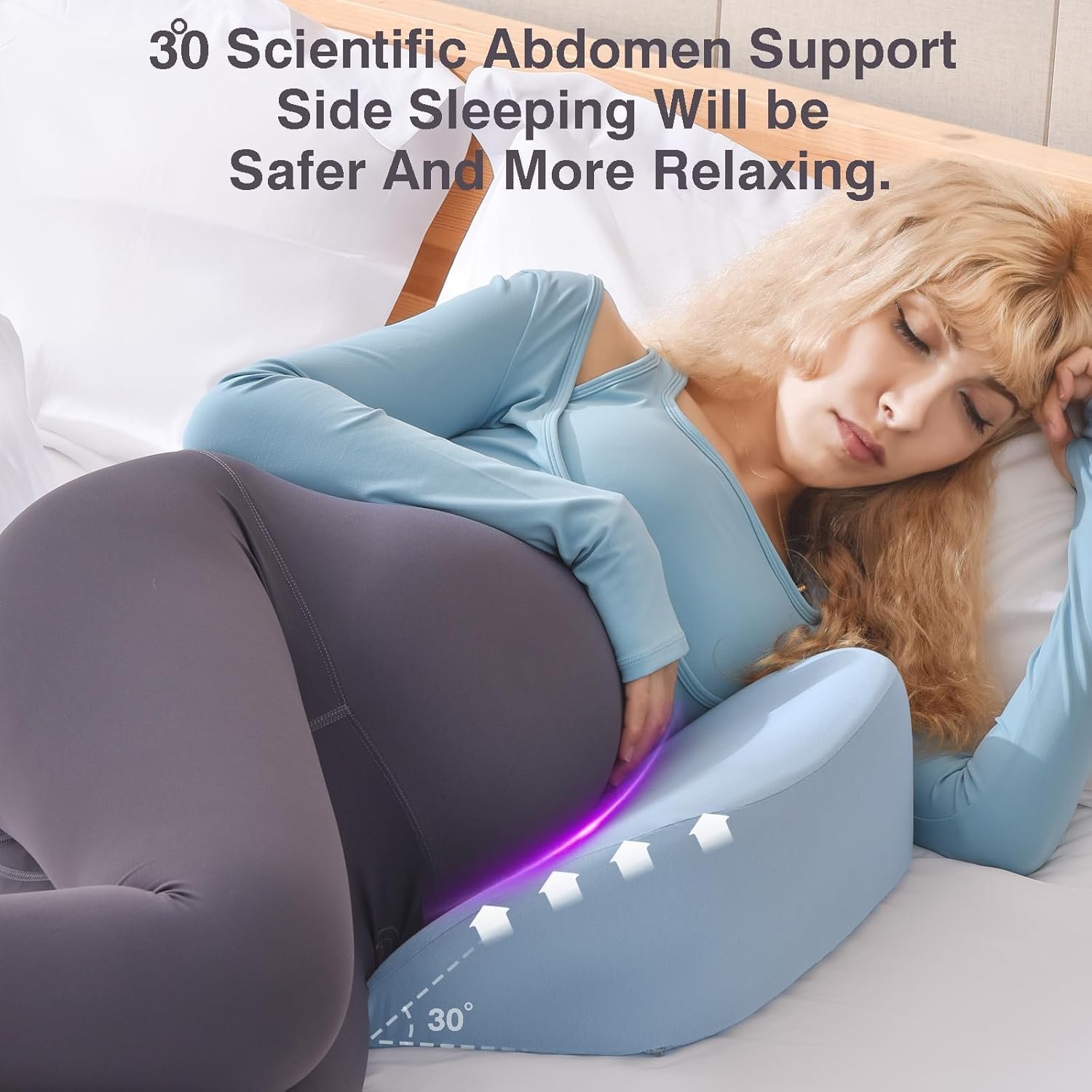 Pregnancy Pillows for Sleeping, Upgraded Memory Foam Maternity Pillow, Pregnancy Wedge Pillow for Pregnant Women with Cooling Removable, Washable Cover, Support for Belly,Back (Blue) - Image 2