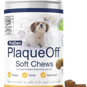 ProDen PlaqueOff Soft Chews with Natural Kelp - for Small & Medium Breed Dogs & Cats - Supports Normal, Healthy Teeth, Gums, and Breath Odor in Dogs & Cats - 90 Soft Chews