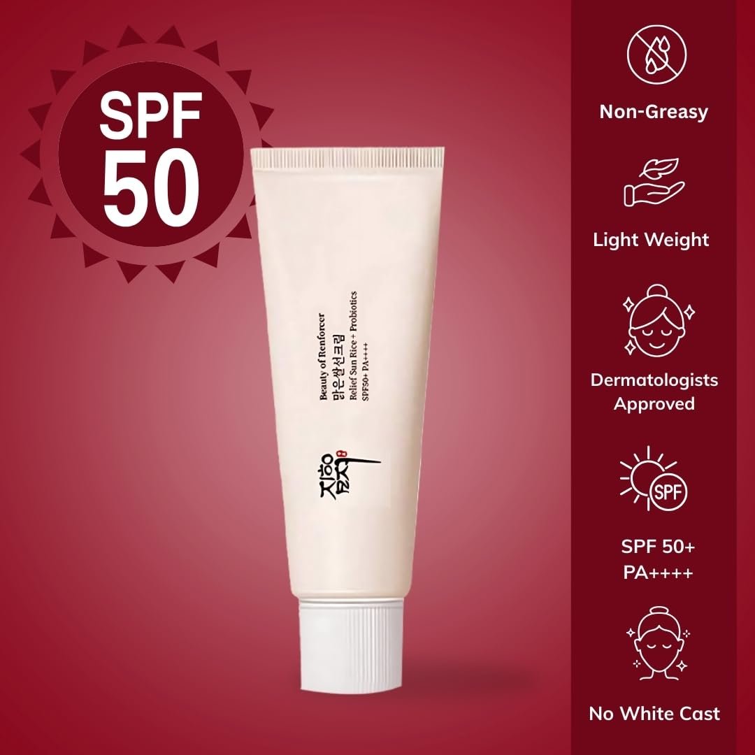 Relieved Face Sun Relief Sun Organic Sunscreen SPF 50+ PA++++ – Lightweight Korean UV ...