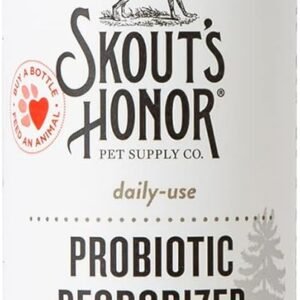 SKOUT'S HONOR Probiotic Pet Deodorizer Spray- Hydrating Daily-Use with Avocado Oil & Omega-3s, Microbiome Friendly Certiified, Paraben & Sulfate-Free, 97% Natural, 8oz, Dog of The Woods