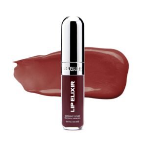Sacheu Lip Elixir Nourishing and Hydrating Lipgloss — Moisturizing Plumping Lip Gloss Enriched with Collagen, Non-Sticky Lip Color Smooth High-Shine Finish, Vegan & Cruelty-Free, Midnight Lychee