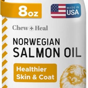Salmon Oil for Dogs - Premium Fish Oil for Skin and Coat Health - Omega 3 Supplement - Supports Itchy Skin - 8 oz Liquid - Norwegian Dog Salmon Oil - Essential Dog Supplement
