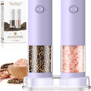 Salt and Pepper Grinder Set Gifts for Women Automatic Battery Pepper Mill Shakers Kitchen Accessories Cooking for Mom, Adjustable Coarseness Salt Pepper Shakers Family Gifts Ideas