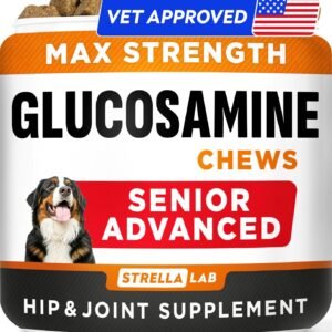 Senior Advanced Glucosamine Chondroitin Joint Supplement for Dogs - Hip & Joint Pain Relief Pills - Large & Small Breed - Hip Joint Chews Canine Joint Health - Chews Older Dogs - Bacon Flavor-120Ct